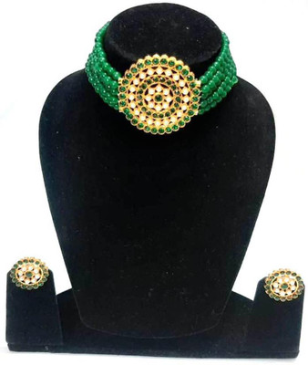 Aksh Enterprises Alloy Gold-plated Green Jewellery Set(Pack of 1)