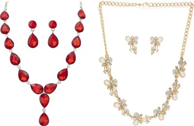 R A Enterprises Alloy Gold-plated, Rhodium Red, White Jewellery Set(Pack of 6)