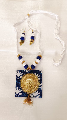 DIPTICOLLECTION Fabric, Dori, Alloy White, Gold, Blue Jewellery Set(Pack of 1)