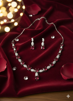 Shree S&S Brands Brass Silver Red Jewellery Set(Pack of 1)