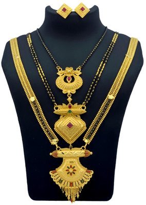 JRD GLOBAL Brass Gold-plated Multicolor, Gold Jewellery Set(Pack of 4)
