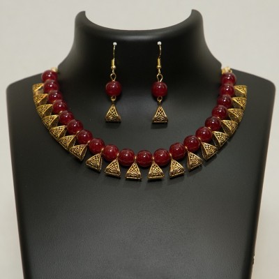 Sonal Art Copper, Glass Maroon, Gold Jewellery Set(Pack of 1)