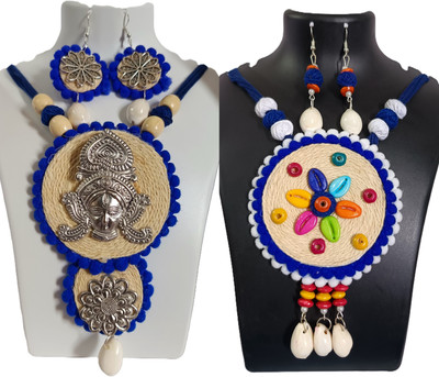 Loknath Handcraft Fabric Multicolor Jewellery Set(Pack of 2)