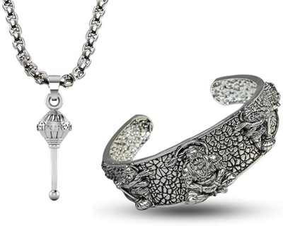 Adhvik Stainless Steel Silver Jewellery Set(Pack of 2)