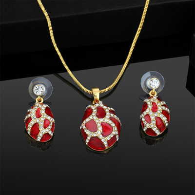 Estele Alloy Gold-plated Red Jewellery Set(Pack of 3)