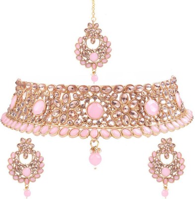 ishwar art Alloy Gold-plated Pink Jewellery Set(Pack of 1)