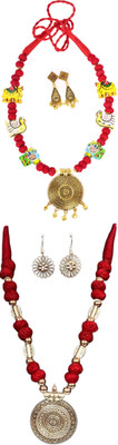 HOUSE OFF COMMON Oxidised Silver Multicolor, Multicolor Jewellery Set(Pack of 2)