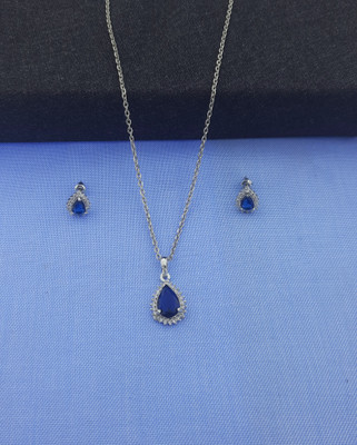 Pihoo Enterprise Alloy Silver Blue Jewellery Set(Pack of 1)