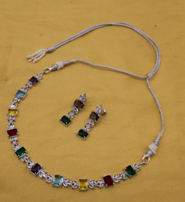 Diamond Drift Copper Silver Multicolor Jewellery Set(Pack of 3)