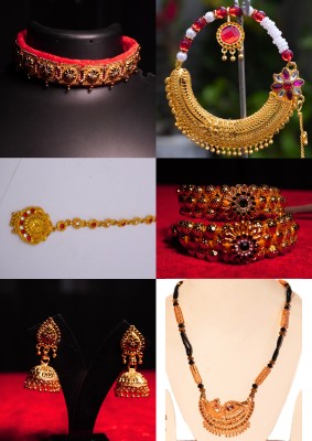 Pahadi Hai Hum Alloy Gold-plated Gold Jewellery Set(Pack of 6)