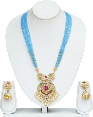 HT Creation Brass, Alloy Gold-plated Blue Jewellery Set(Pack of 1)