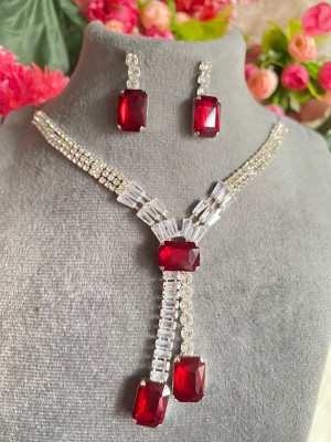 DENICRAAS Alloy Red, Silver Jewellery Set(Pack of 1)