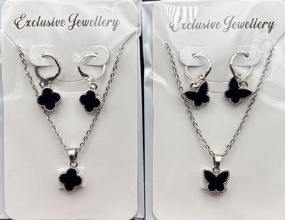 MAYA IMPEX Alloy Silver Black Jewellery Set(Pack of 6)