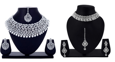 Rhymee Alloy Rhodium White Jewellery Set(Pack of 2)