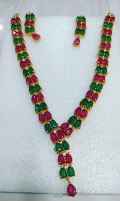 GYANG COLLECTIONS Alloy Green, Ruby Red, Gold Jewellery Set(Pack of 1)