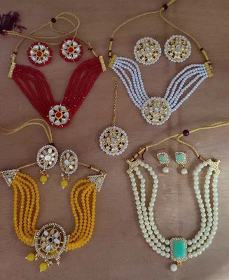 CATALYST Mother of Pearl Gold-plated Yellow, White, Red Jewellery Set(Pack of 1)