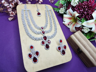 VATSALYA creation Alloy Gold-plated Maroon Jewellery Set(Pack of 1)