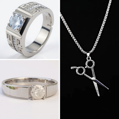 KURMASHOP Stainless Steel Sterling Silver Silver, White Jewellery Set(Pack of 3)