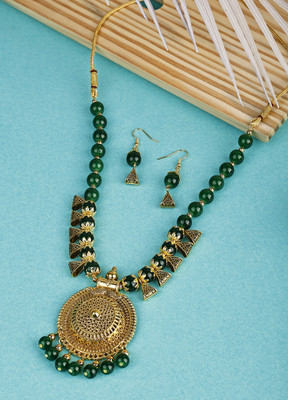 DEGHLAM Alloy Gold-plated Green Jewellery Set(Pack of 3)
