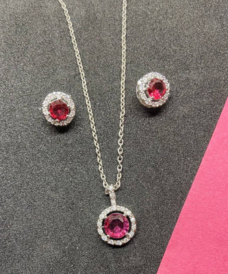 SIPARDH Alloy Silver Pink Jewellery Set(Pack of 1)