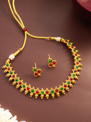 Vermont Brass Gold-plated Blue, White Jewellery Set(Pack of 2)