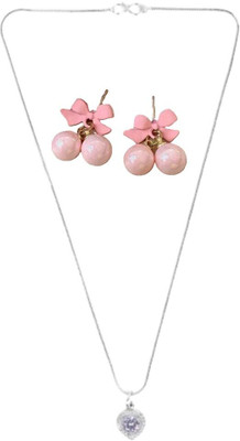 SRK Fashions Alloy White, Pink Jewellery Set(Pack of 1)