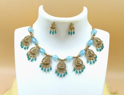 Joyful Alloy Gold-plated Turquoise Jewellery Set(Pack of 1)