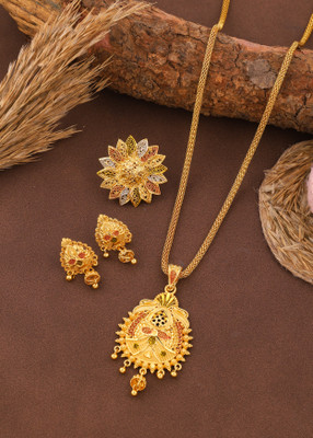 Makezak Brass Gold-plated Multicolor Jewellery Set(Pack of 1)