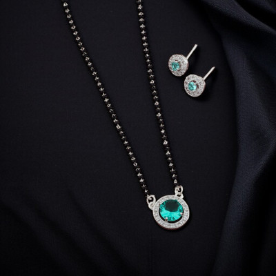 CHOPDA BUSSINESS HUB Brass Silver Turquoise Jewellery Set(Pack of 3)