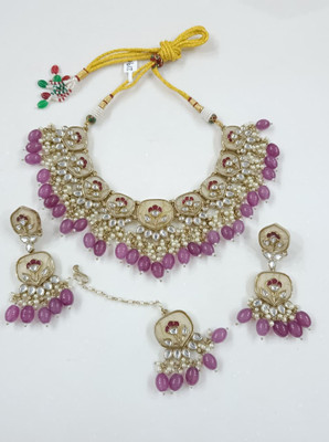 BLK RISING PEARL Alloy Gold-plated Purple Jewellery Set(Pack of 4)