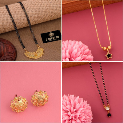 CRAFTSTER Brass, Alloy Gold-plated Gold, Multicolor Jewellery Set(Pack of 4)