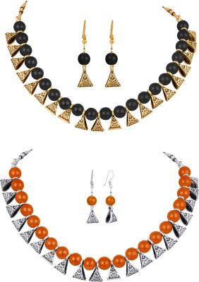 JFL - Jewellery for Less Brass, Copper Gold-plated, Silver Black, Orange Jewellery Set(Pack of 1)
