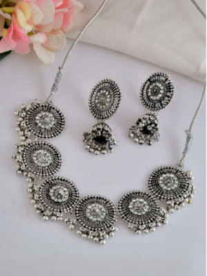 Aditya Fashion Metal Silver, Black Jewellery Set(Pack of 1)