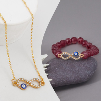 BOGHRA SALES Stone, Crystal, Alloy Gold-plated Gold, Blue, Maroon Jewellery Set(Pack of 1)