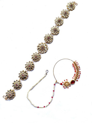 NIKYANKA Brass Gold-plated Pink, White Jewellery Set(Pack of 1)