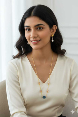 PSM Brass, Copper Gold-plated Gold, Blue Jewellery Set(Pack of 1)