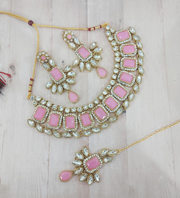 Anahat collection Alloy Pink Jewellery Set(Pack of 1)