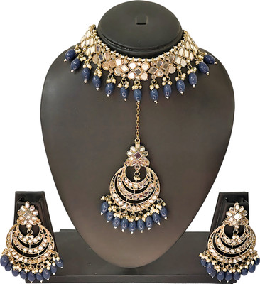 Zarmar fashion Alloy Gold-plated Blue Jewellery Set(Pack of 1)