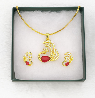 Jewerika Metal Gold-plated Red, White, Gold Jewellery Set(Pack of 3)