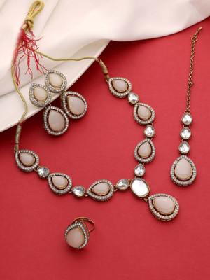 SAIYONI Alloy Gold-plated White Jewellery Set(Pack of 5)