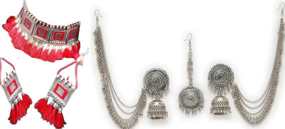 JMBW INTERNATIONAL Alloy Black, Silver, Red, Silver Jewellery Set(Pack of 2)