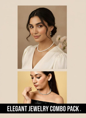 V.V. Sons Alloy Gold-plated White Jewellery Set(Pack of 2)