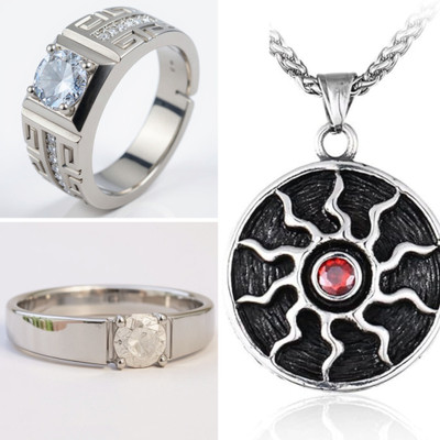 KURMASHOP Stainless Steel Sterling Silver Silver, White, Black, Red Jewellery Set(Pack of 3)