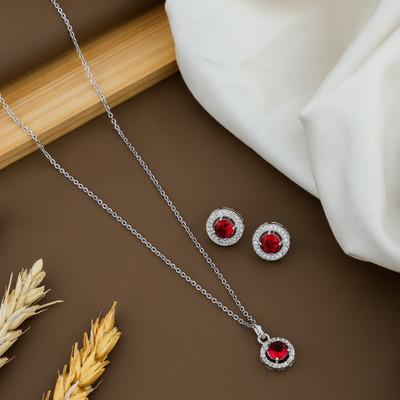 Peprika Sterling Silver Sterling Silver Red Jewellery Set(Pack of 3)