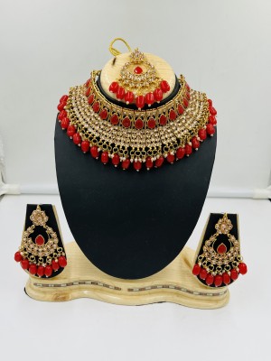 SHIV SHAKTI JEWELLERS Alloy Gold-plated Red Jewellery Set(Pack of 1)