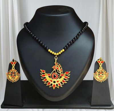 balaji gold Copper Gold-plated Red, Black Jewellery Set(Pack of 1)