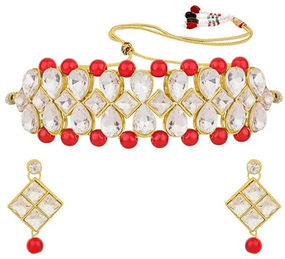 CATALYST Alloy Gold-plated Red, White Jewellery Set(Pack of 1)