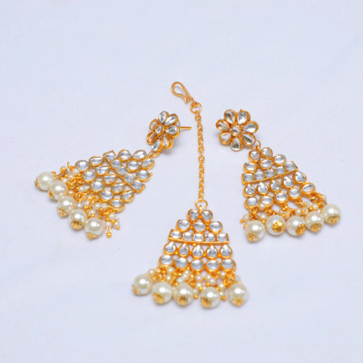 Swarajshop Alloy Gold-plated White Jewellery Set(Pack of 1)