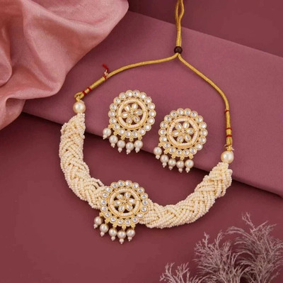 DD JEWELS Alloy Gold-plated White Jewellery Set(Pack of 2)