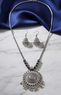 CRAFTMINDER Metal, Oxidised Silver, Alloy Silver Jewellery Set(Pack of 1)